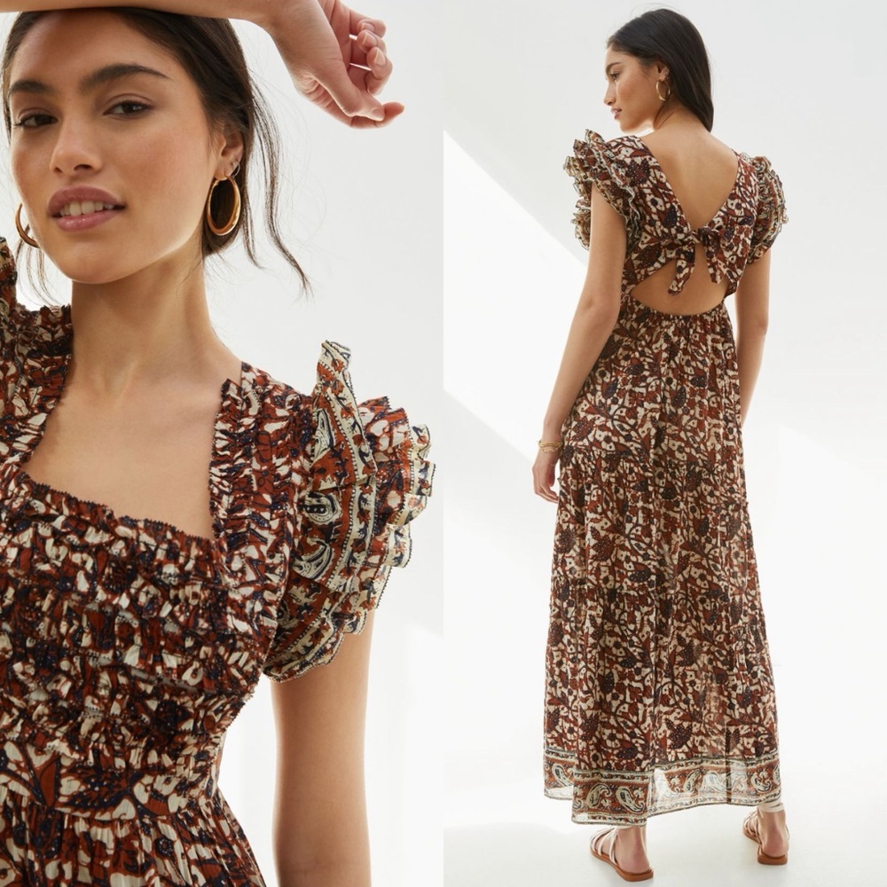 Anthropologie / Love The Label Mirabelle Ruffled Maxi Dress in Honey - Picture 2 of 10